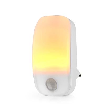 LED Orientační svítidlo se senzorem pohybu a soumraku do zásuvky LED/0,55W/230V bílá