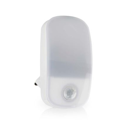 LED Orientační svítidlo se senzorem pohybu a soumraku do zásuvky LED/0,55W/230V bílá