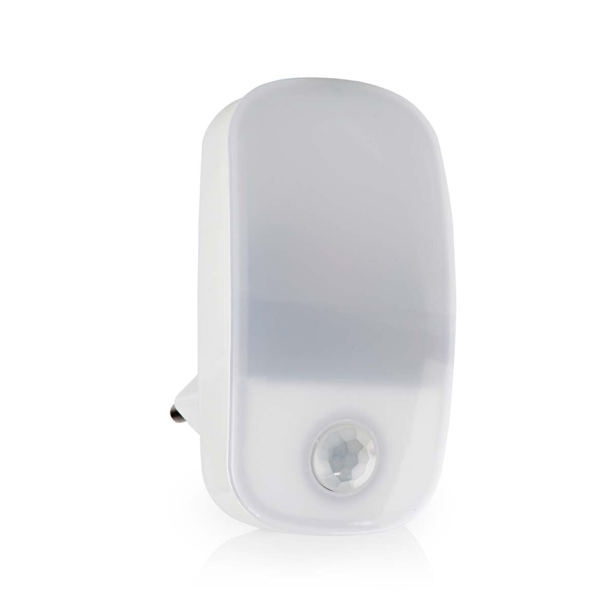 LED Orientační svítidlo se senzorem pohybu a soumraku do zásuvky LED/0,55W/230V bílá