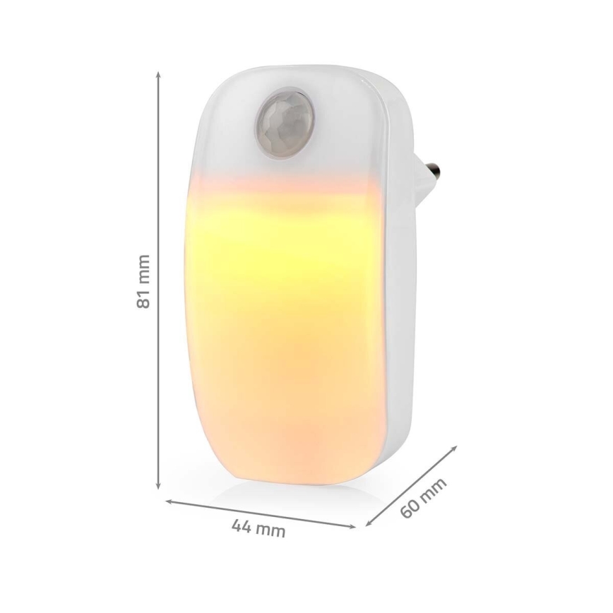 LED Orientační svítidlo se senzorem pohybu a soumraku do zásuvky LED/0,55W/230V bílá