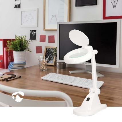 LED Stolní lampa s lupou LED/6W/230V bílá