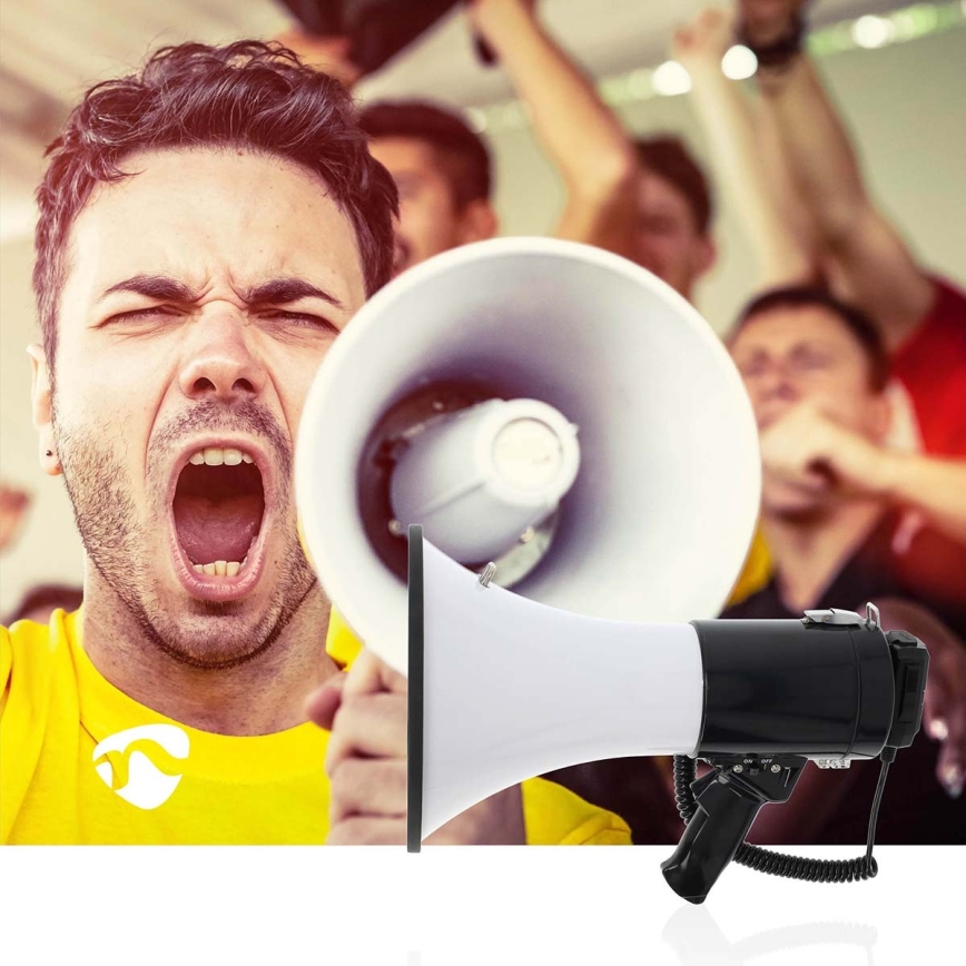 Megafon s externím mikrofonem USB 25W/8xC bílá/černá