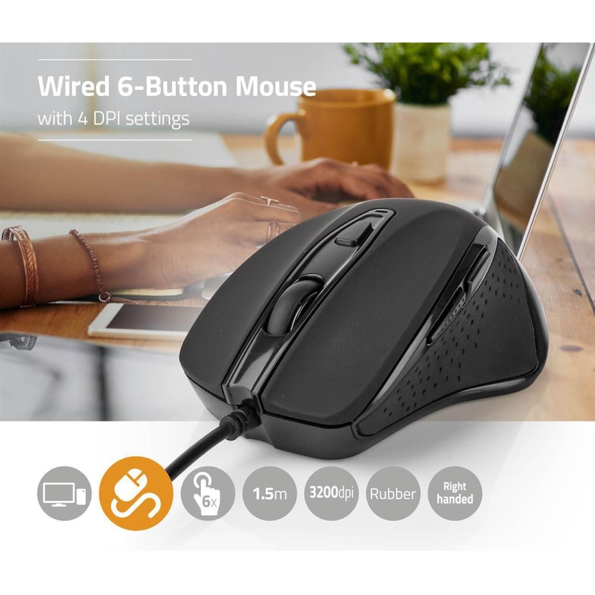 Herní myš 800/1200/2400/3200 DPI černá