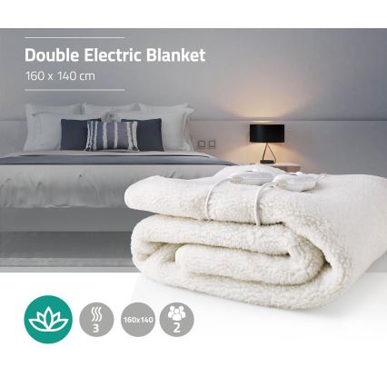 Elektrická vyhřívací deka pro dvě osoby 120W/230V 160x140 cm vlna