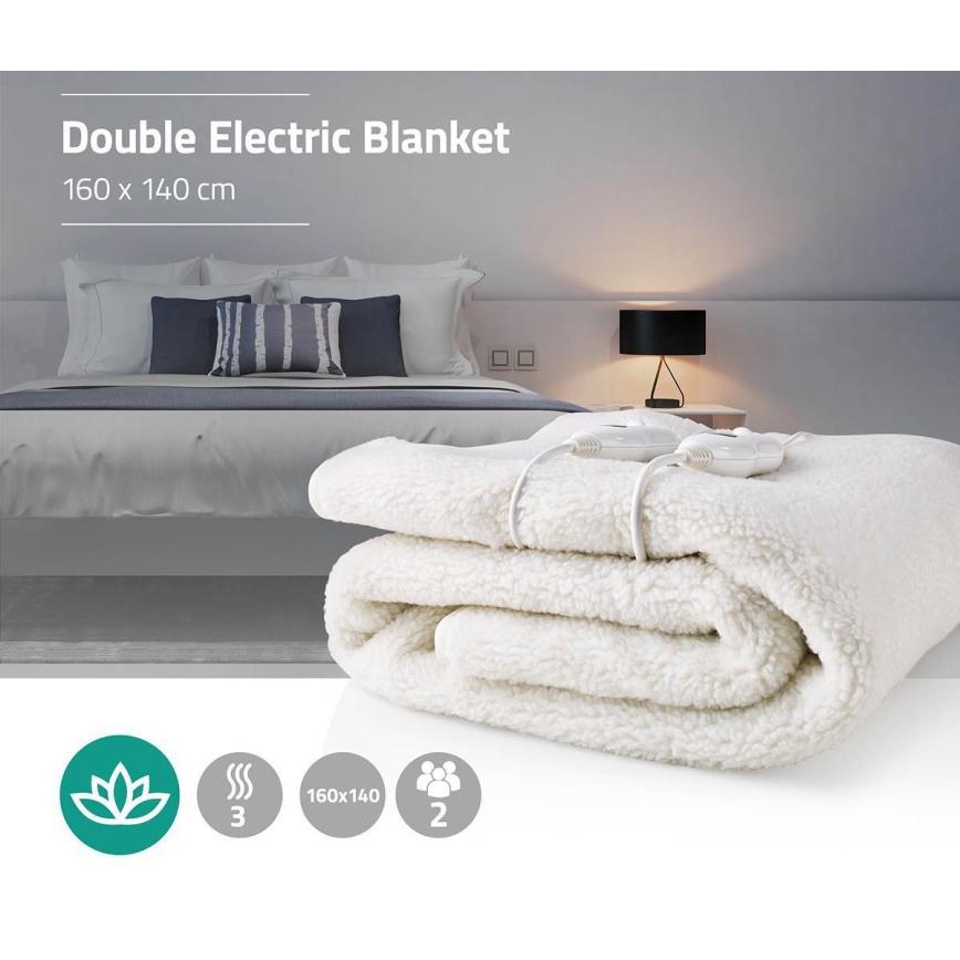 Elektrická vyhřívací deka pro dvě osoby 120W/230V 160x140 cm vlna