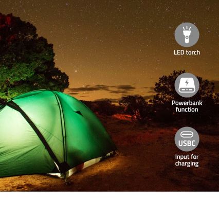 Rádio DAB+/FM na kliku se solárním panelem a LED svítilnou 5V/2500 mAh zelená/černá