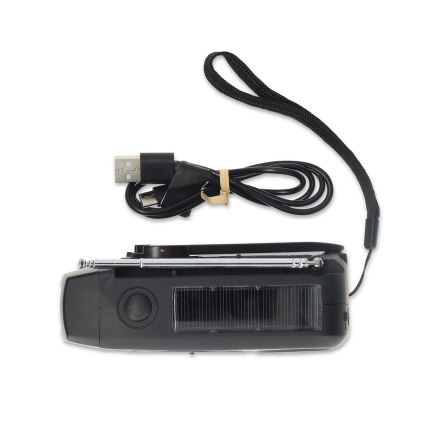 Rádio AM/FM na kliku se solárním panelem a LED svítilnou 2000 mAh