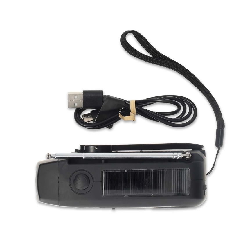 Rádio AM/FM na kliku se solárním panelem a LED svítilnou 2000 mAh
