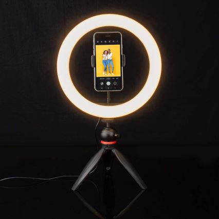 LED Stmívatelná lampa na stativu s držákem pro vlogování LED/6W/USB 2700-6700K