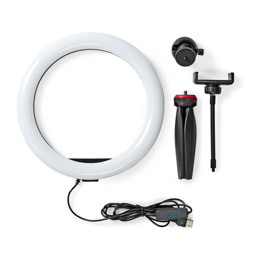 LED Stmívatelná lampa na stativu s držákem pro vlogování LED/6W/USB 2700-6700K
