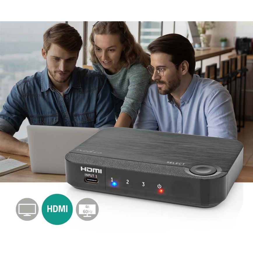 Profesionální tříportový HDMI převodník 4K USB-C na HDMI