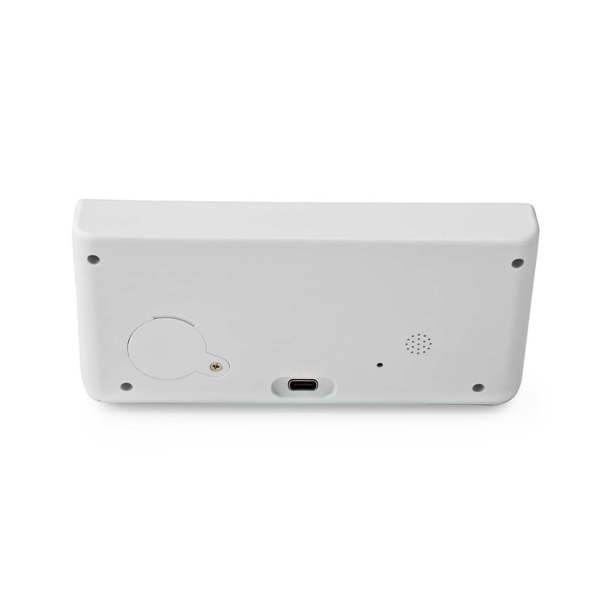 Budík s LCD displejem a bezdrátovou nabíječkou 15W/5V + 1xCR2032 bílá