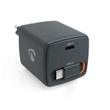 Nabíječka se zatahovacím kabelem Power Delivery 65W 2xUSB-C černá