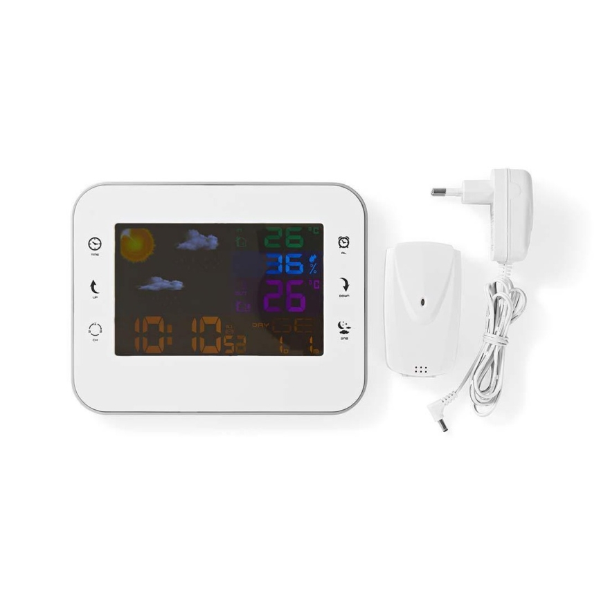 Meteostanice s barevným LCD displejem 230V/3xAAA + 2xAA bílá