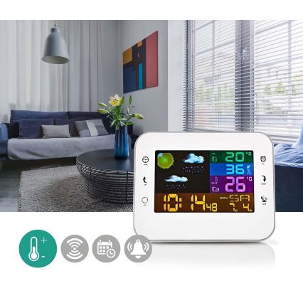 Meteostanice s barevným LCD displejem 230V/3xAAA + 2xAA bílá