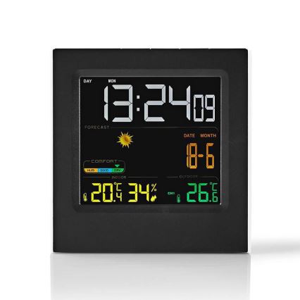 Meteostanice s barevným LCD displejem 230V/3xAAA + 2xAA černá