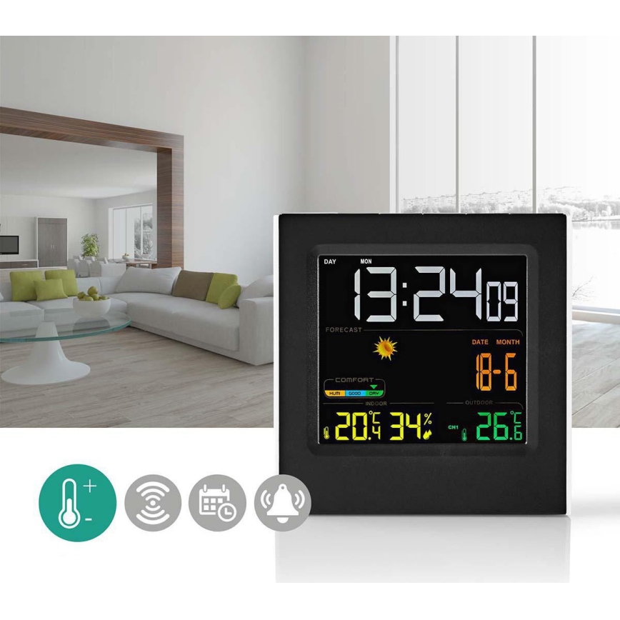 Meteostanice s barevným LCD displejem 230V/3xAAA + 2xAA černá