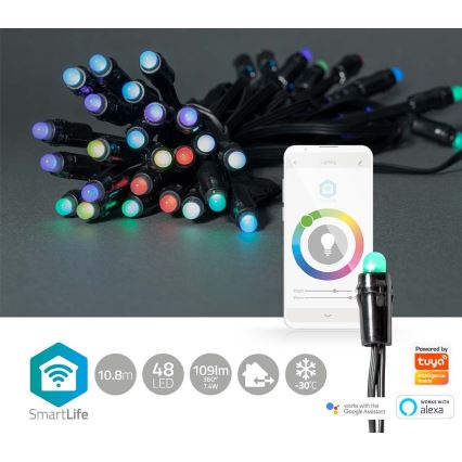 LED RGB Venkovní vánoční řetěz 48xLED 13,8m IP65 Wi-Fi Tuya