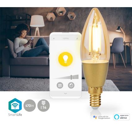 LED Stmívatelná žárovka Smartlife E14/4,9W/230V 1800-3000K Wi-Fi Tuya