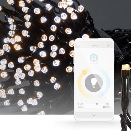 LED  řetěz 100xLED/8 funkcí 15m IP65 Wi-Fi Tuya