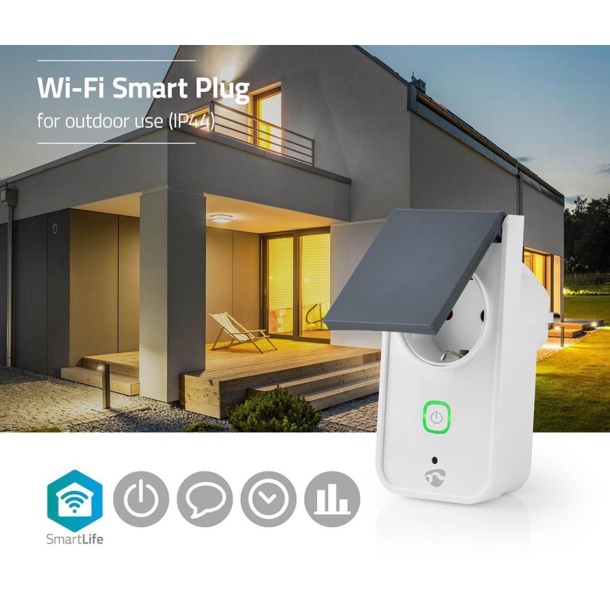 Chytrá venkovní zásuvka 3680W/230V/Typ F SCHUKO/16A Wi-Fi IP44