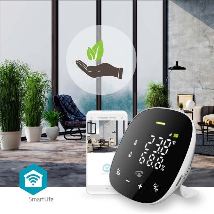Chytrý monitor kvality ovzduší s LED displejem SmartLife Wi-Fi