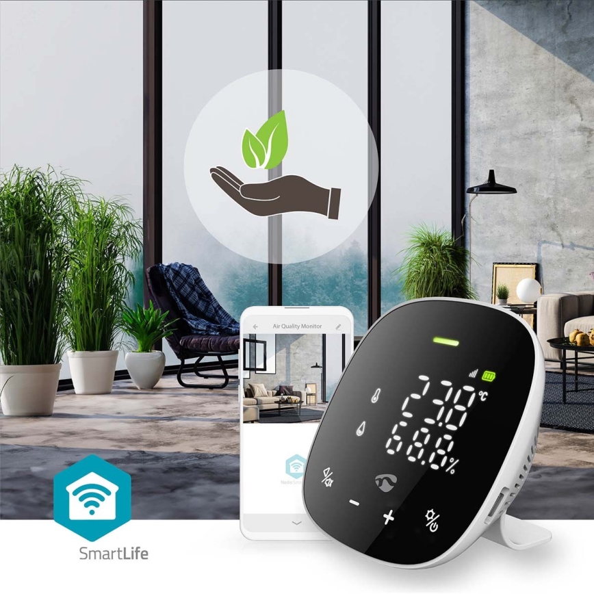 Chytrý monitor kvality ovzduší s LED displejem SmartLife Wi-Fi