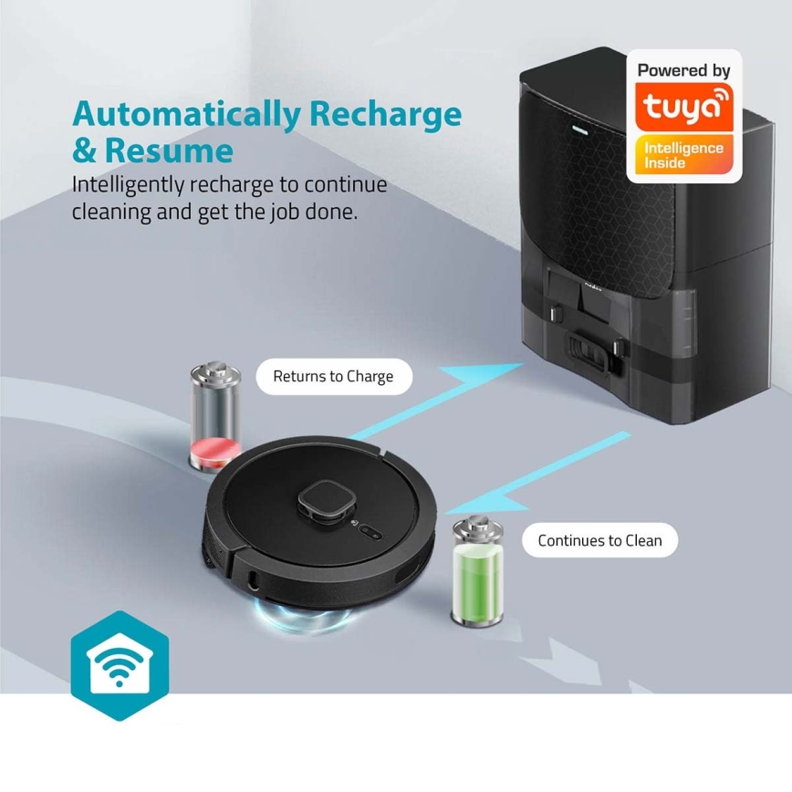 Chytrý robotický vysavač s mopem SmartLife 5200 mAh Wi-Fi Tuya černá + dálkové ovládání