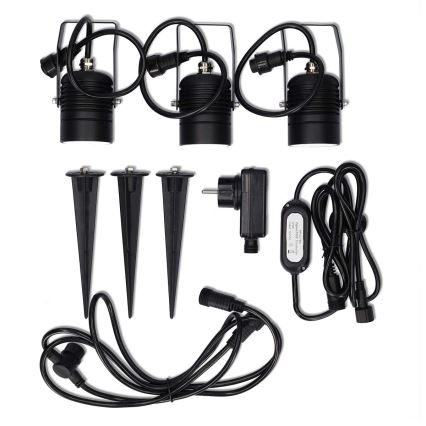 SADA 3x LED RGBW Stmívatelná venkovní lampa SmartLife LED/3W/230V IP65 Wi-Fi Tuya černá