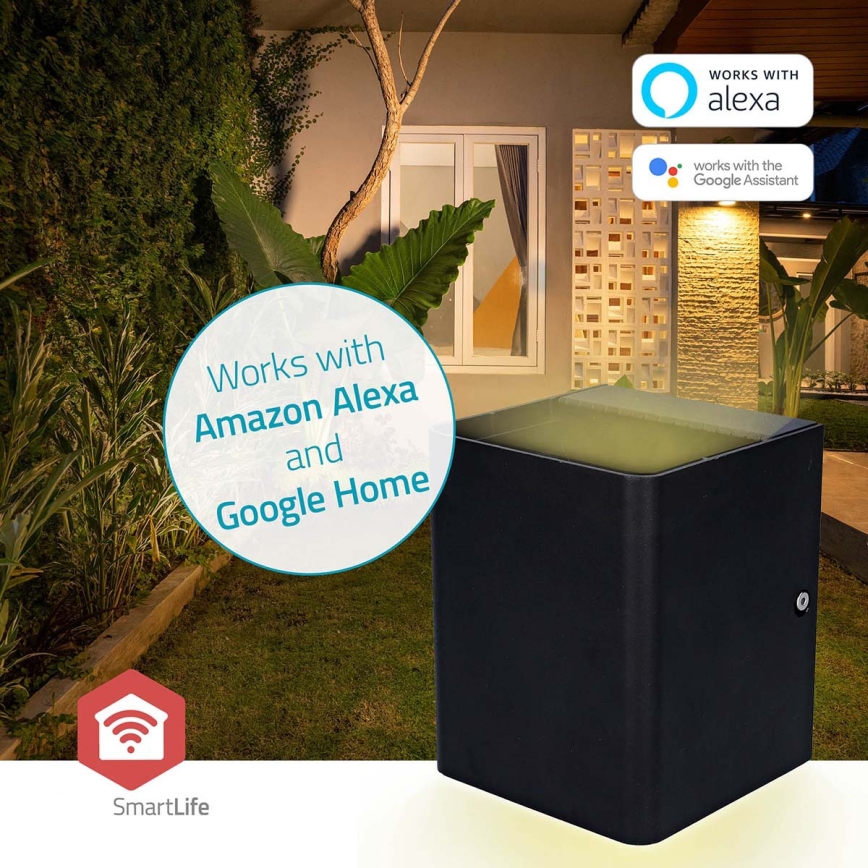 LED RGBW Stmívatelné venkovní nástěnné svítidlo SmartLife LED/12W/230V IP65 Wi-Fi Tuya černá