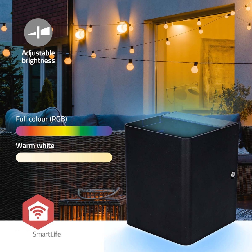 LED RGBW Stmívatelné venkovní nástěnné svítidlo SmartLife LED/12W/230V IP65 Wi-Fi Tuya černá
