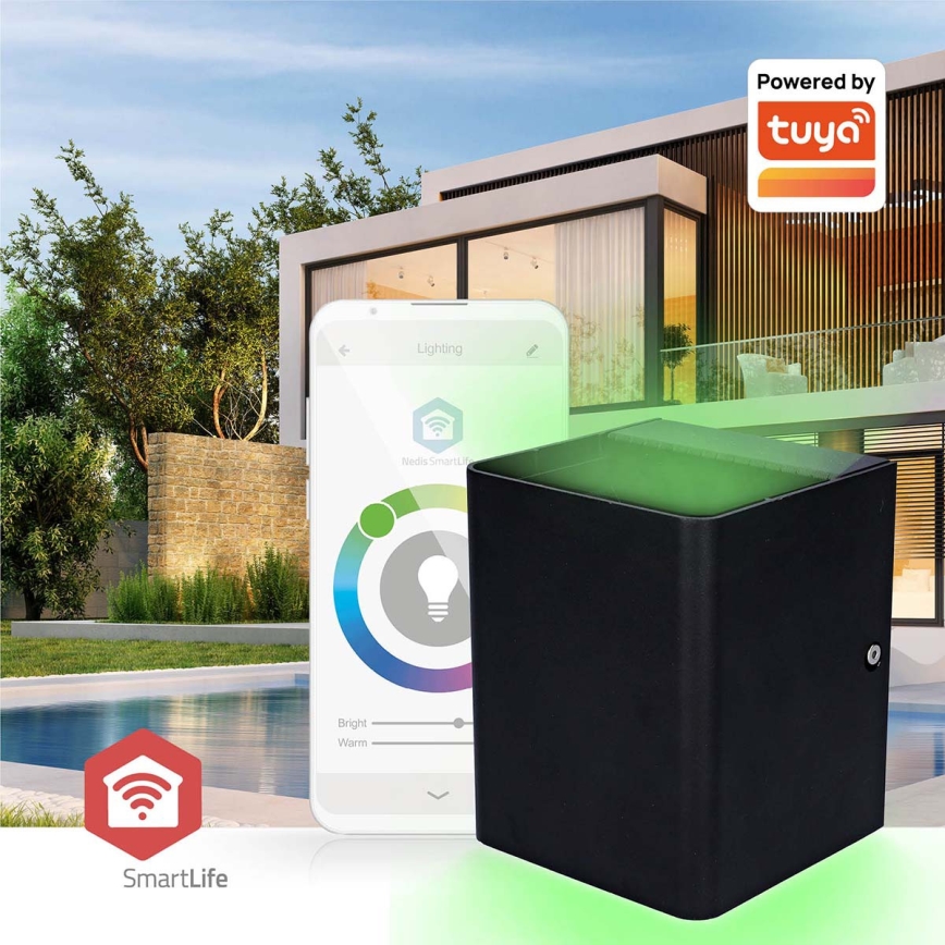 LED RGBW Stmívatelné venkovní nástěnné svítidlo SmartLife LED/12W/230V IP65 Wi-Fi Tuya černá