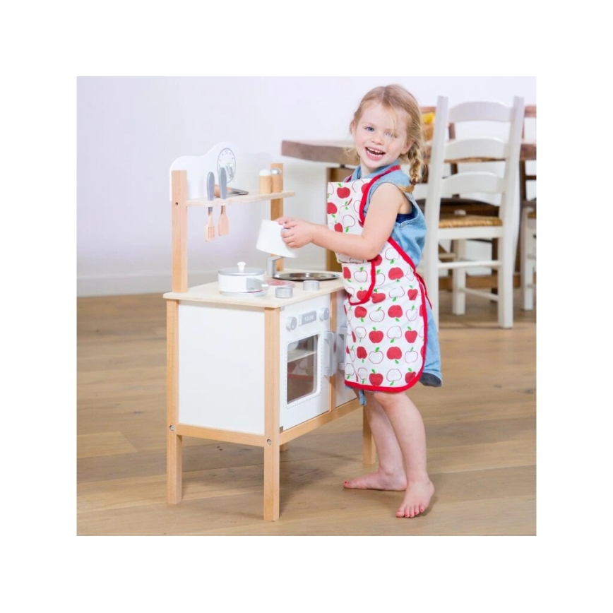 New Classic Toys - Dřevěná kuchyňka s příslušenstvím bílá/béžová