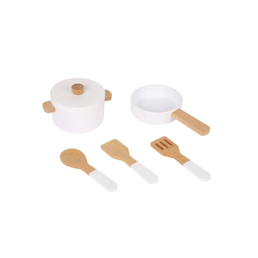 New Classic Toys - Dřevěná kuchyňka s příslušenstvím bílá/dekor mramoru