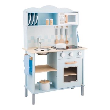New Classic Toys - Dřevěná kuchyňka s příslušenstvím světle modrá
