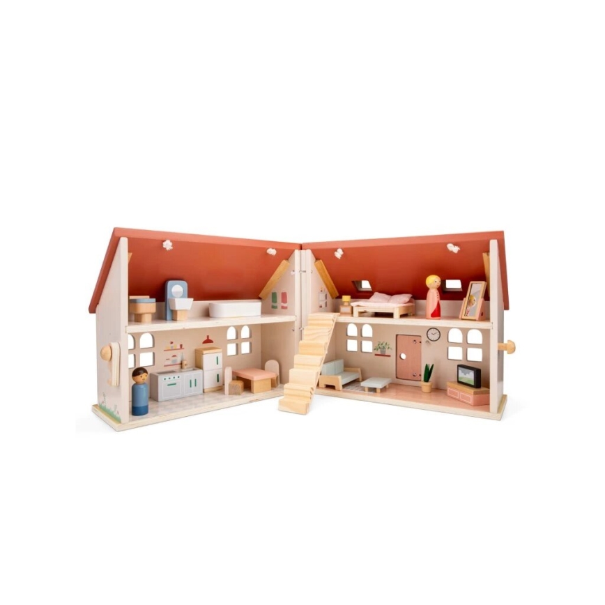 New Classic Toys - Dřevěný domeček pro panenky červená