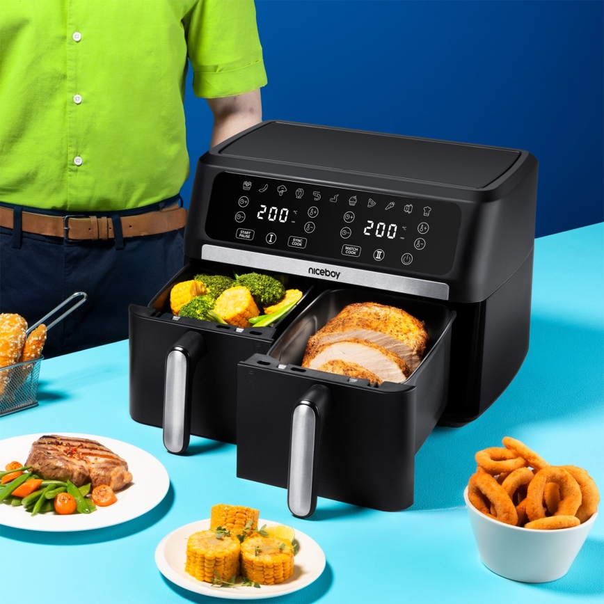 Niceboy AirFryer DUO - Duální horkovzdušná fritéza 9 l 2400W/230V