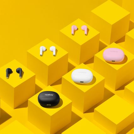 Niceboy Beans 4 - Bezdrátová sluchátka 300 mAh + 2x 35 mAh IPX4 růžová