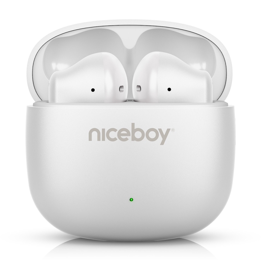 Niceboy Beans 4 POP - Bezdrátová sluchátka 200 mAh + 2x 30 mAh IPX4 bílá