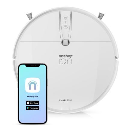 Niceboy ION Charles i4 - Chytrý robotický vysavač 2v1 4400 mAh Wi-Fi bílá + dálkové ovládání