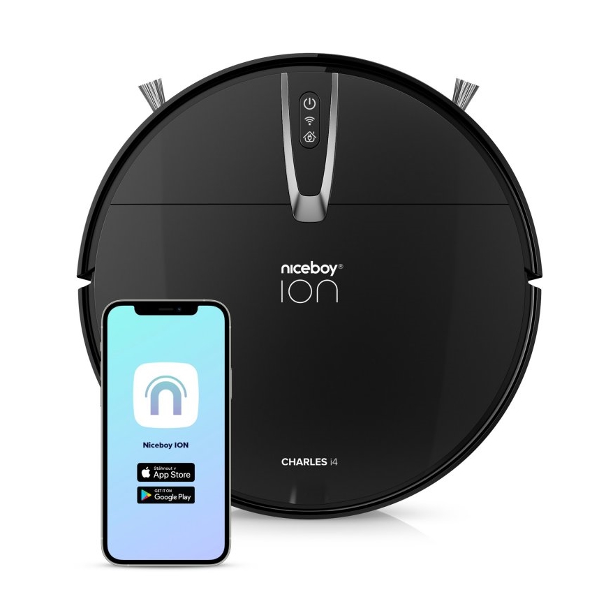 Niceboy ION Charles i4 - Chytrý robotický vysavač 2v1 4400 mAh Wi-Fi černá + dálkové ovládání