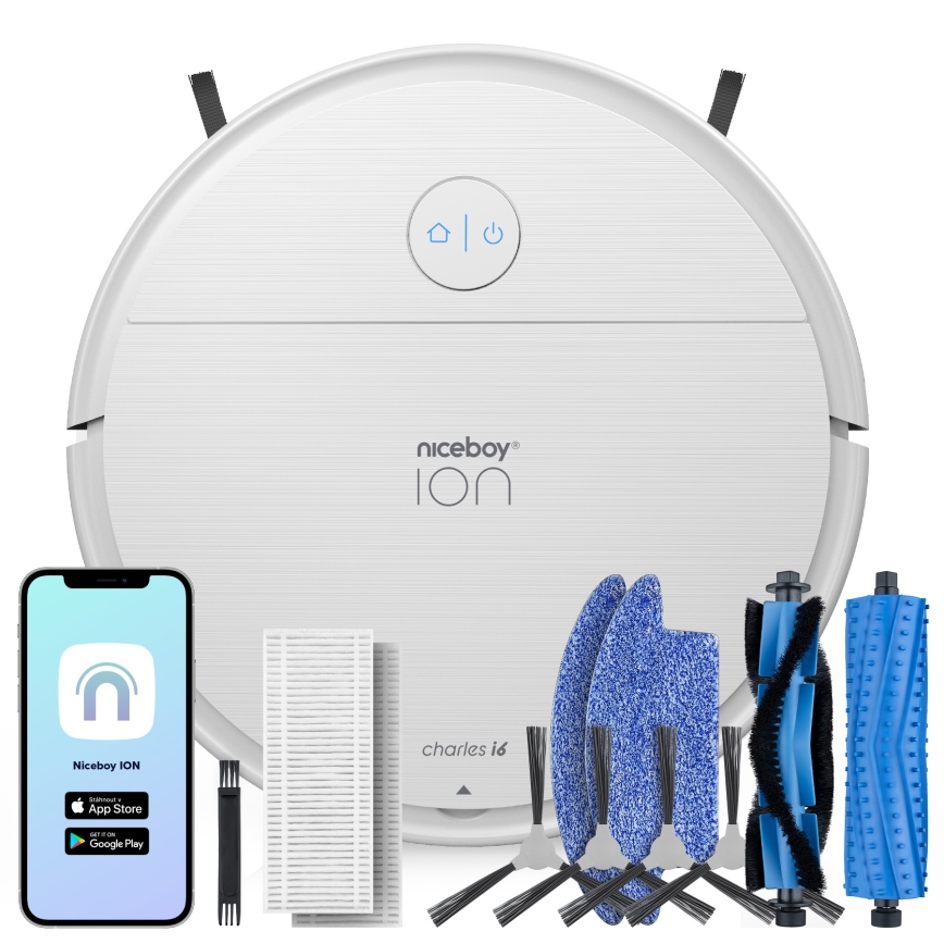 Niceboy ION Charles i6 - Chytrý robotický vysavač 2v1 2600 mAh Wi-Fi bílá