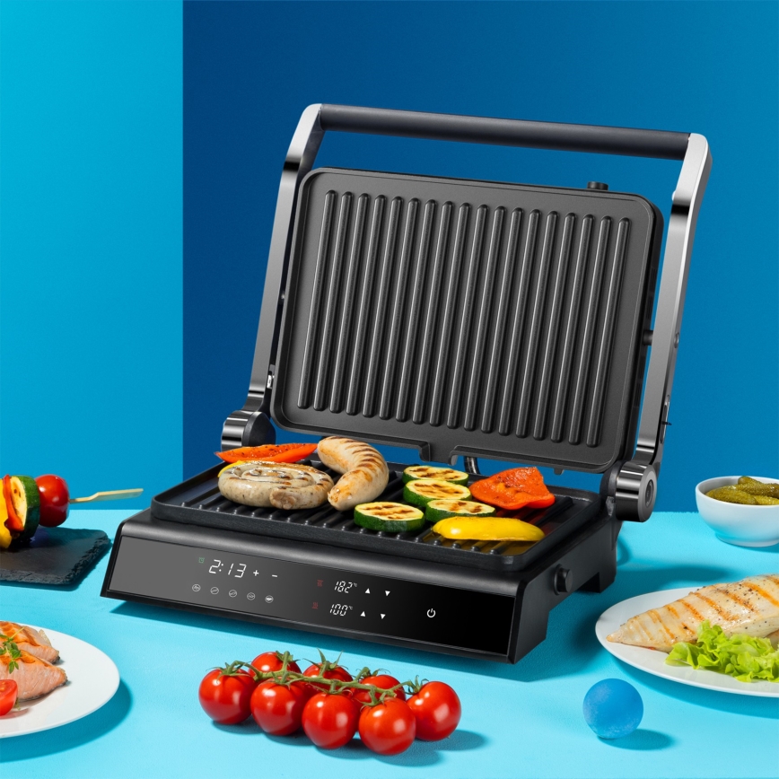 Niceboy ION Grillmaster - Kontaktní gril 2000W/230V černá/matný chrom