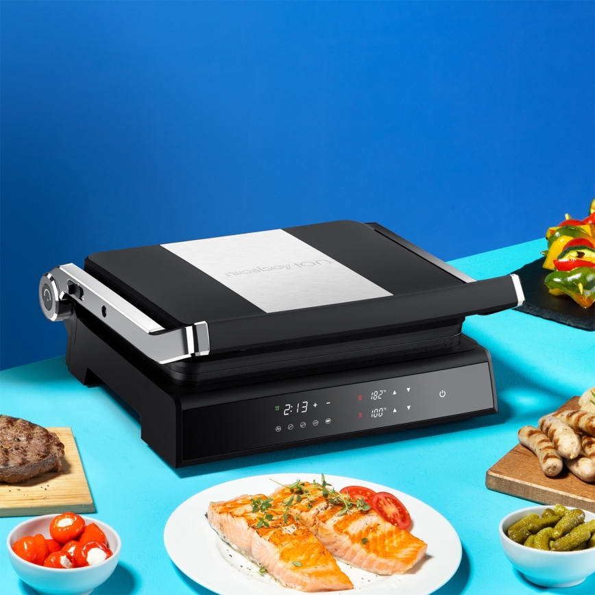 Niceboy ION Grillmaster - Kontaktní gril 2000W/230V černá/matný chrom