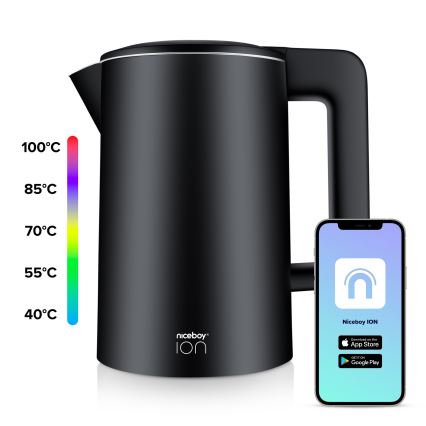 Niceboy ION SmartKettle - Chytrá rychlovarná konvice s termoregulací 1,7 l 2200W/230V Wi-Fi černá