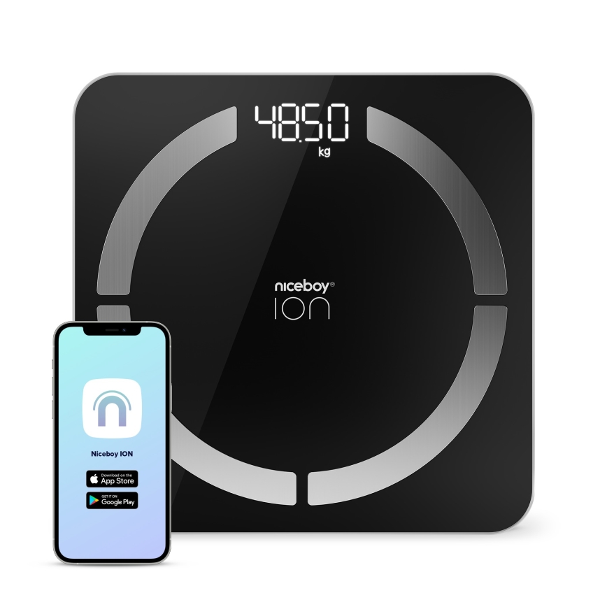 Niceboy ION SmartScale - Chytrá digitální osobní váha 3xAAA černá