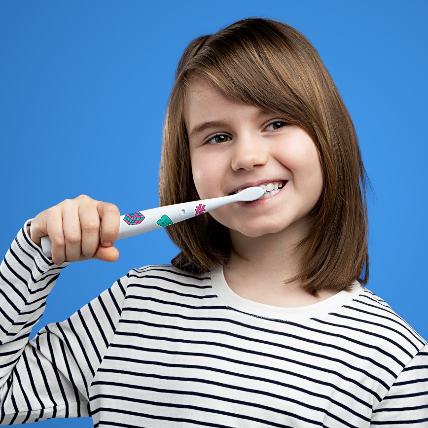 Niceboy ION Sonic Kids - Dětský sonický zubní kartáček IPX7 bílá