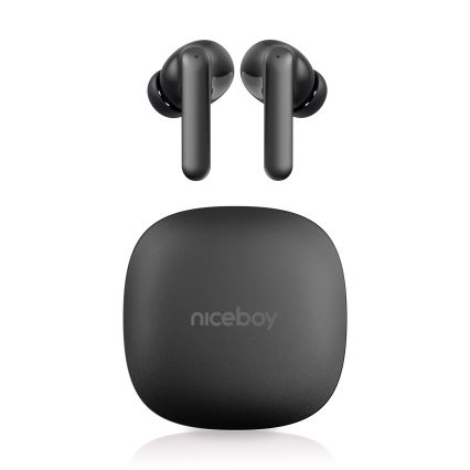 Niceboy Pins 4 PRO - Bezdrátová sluchátka s ANC 380 mAh + 2x 50 mAh IP54 černá