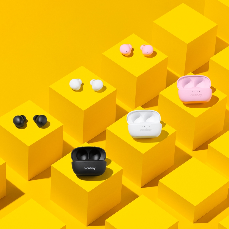 Niceboy Podsie 4 POP - Bezdrátová sluchátka 400 mAh + 2x 40 mAh IPX4 růžová