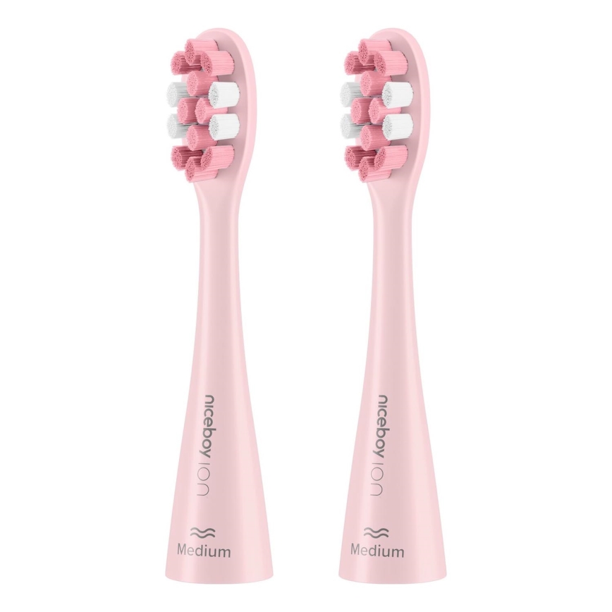 Niceboy - SADA 2x Náhradní hlavice Medium pro kartáček ION Sonic a SmartSonic růžová
